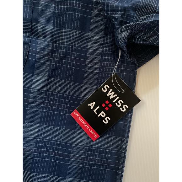 Swiss Alps Men’s Blue Plaid Short Sleeve Button Up Shirt XL NWT - Picture 5 of 6